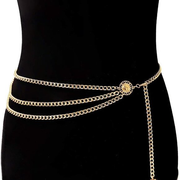 Multilayer Metal Waist Chain Dress Belts Metal Belt for Women - Picture 5 of 6